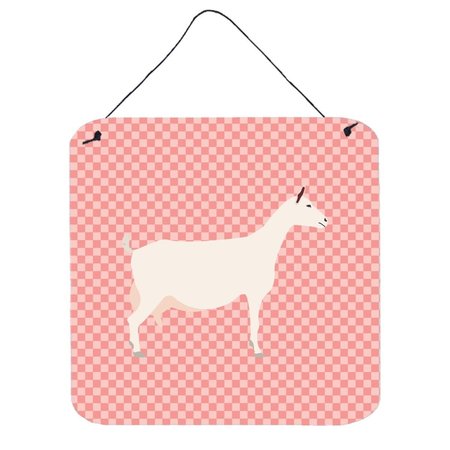 MICASA Saanen Goat Pink Check Wall or Door Hanging Prints6 x 6 in. MI231324